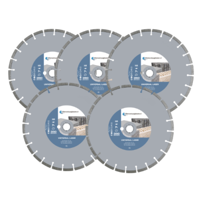 5x Diamantschijf 350 mm Universeel – Lasergelast voor Beton & Steen